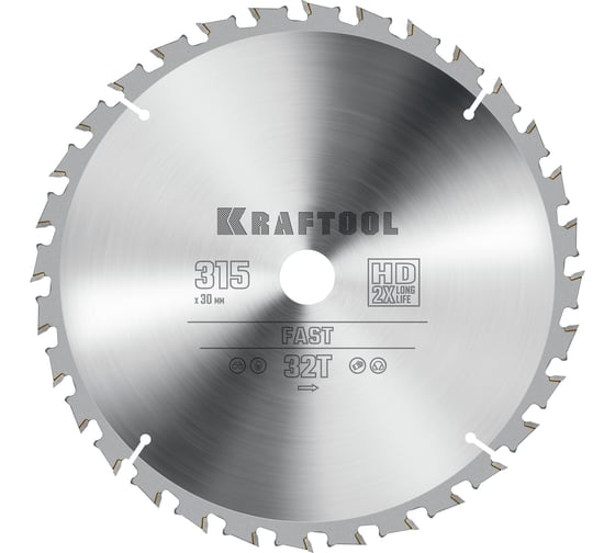 Диск пильный по дереву KRAFTOOL Fast 315x30 мм, 32Т 36950-315-30 1