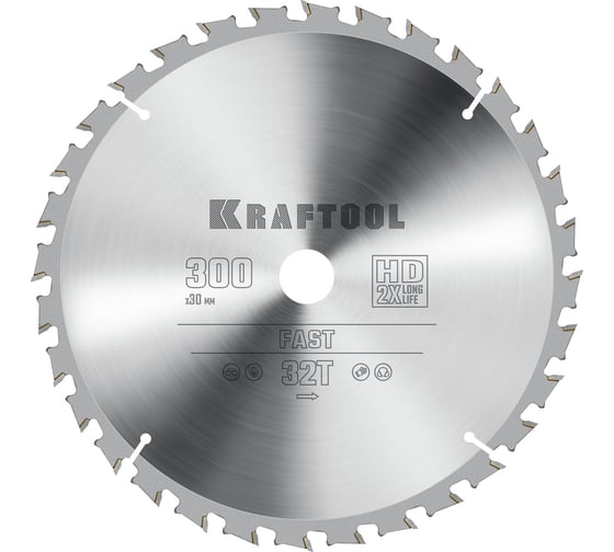 Диск пильный по дереву KRAFTOOL Fast 300x30 мм, 32Т 36950-300-30 1