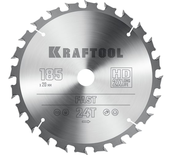 Диск пильный по дереву KRAFTOOL Fast 185x20 мм, 24Т 36950-185-20 1