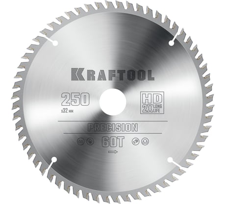 Диск пильный по дереву KRAFTOOL Precission 250x32 мм, 60Т 36952-250-32