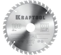 Диск пильный по дереву KRAFTOOL Optima 190x30 мм, 36Т 36951-190-30 29256002