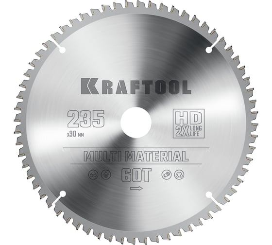 Диск пильный по алюминию KRAFTOOL Multi material 235x30 мм, 64Т 36953-235-30 1