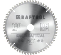 Диск пильный по алюминию KRAFTOOL Multi material 180x30 мм, 60Т 36953-180-30