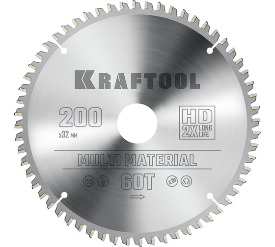 Диск пильный по алюминию KRAFTOOL Multi material 200x32 мм, 60Т 36953-200-32 1