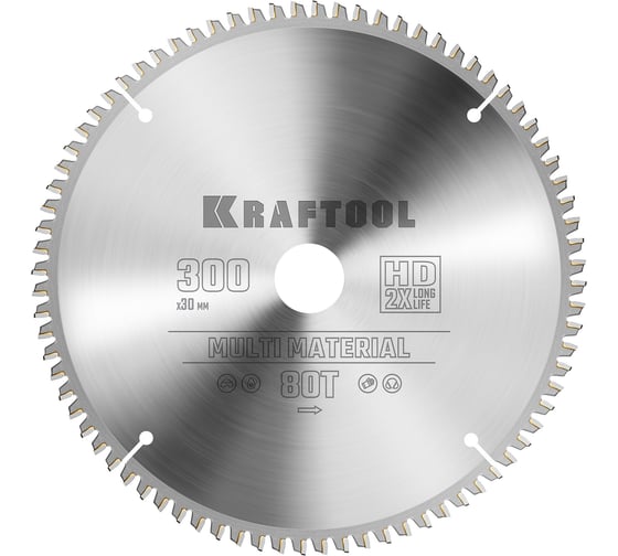 Диск пильный по алюминию KRAFTOOL Multi material 300x30 мм, 80Т 36953-300-30 1