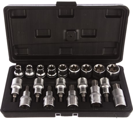 Набор головок TORX E10-E24, Т20-Т70 DR1/2", 19 шт., в пластиковом кейсе АвтоDело 39840 14635