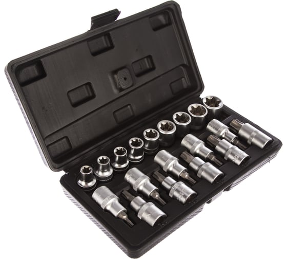 Набор головок TORX E10-E24, Т20-Т70 DR1/2", 19 шт., в пластиковом кейсе АвтоDело 39840 14635