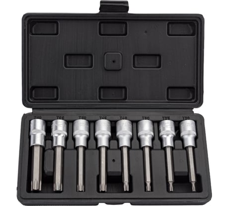 Набор головок DR1/2", вставка TORX Т20-Т60, L=100 мм, 8 шт., в кейсе АвтоDело 39600 15000