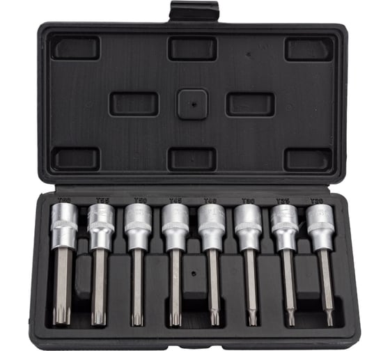 Набор головок DR1/2", вставка TORX Т20-Т60, L=100 мм, 8 шт., в кейсе АвтоDело 39600 15000 1