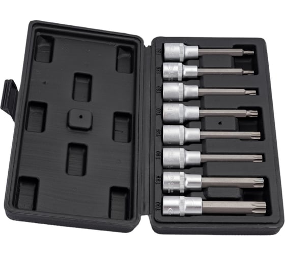 Набор головок DR1/2", вставка TORX Т20-Т60, L=100 мм, 8 шт., в кейсе АвтоDело 39600 15000