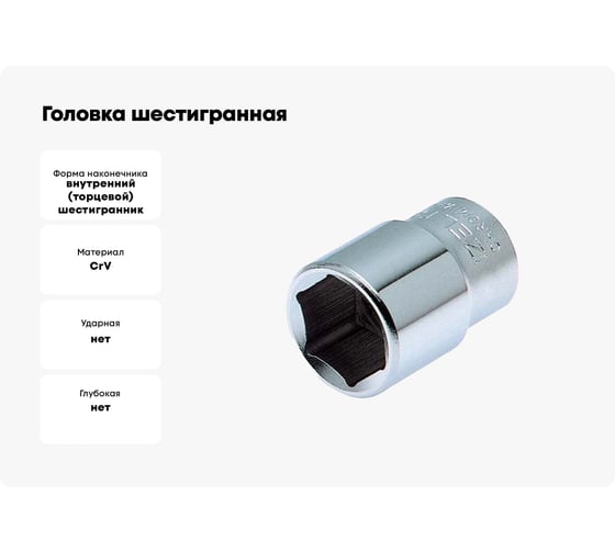 Головка шестигранная 7 мм, 1/4"DR IZELTAS 1107060007