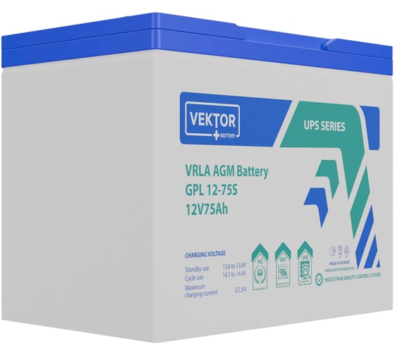 Аккумуляторная батарея GPL 12-75S 12В, 75Ач Vektor Energy 51323