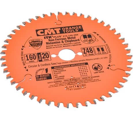 Диск пильный по алюминию (160x1.8/1.2x20 мм; Z48; TCG NEG -6) CMT 276.160.48H