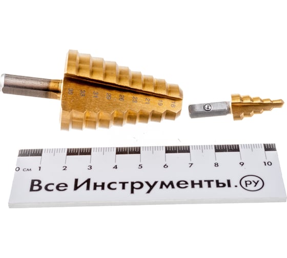 Сверло ступенчатое 2-х модульное Профессионал (4-35 мм; 14 ступеней; Р6М5; TIN) по сталям и цветным металлам ЗУБР 29673-4-35