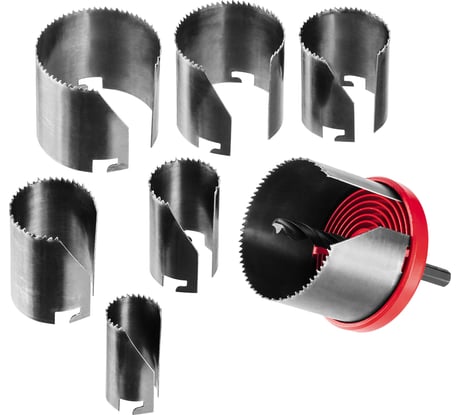 Пила кольцевая наборная Мастер (7 полотен; 26-63 мм; 42 мм) по дереву Зубр 29593-H7-42