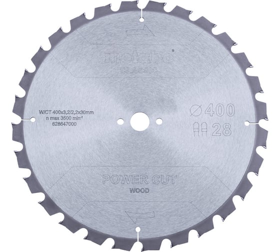 Диск пильный PowerCutClassic (400x30 мм; 28 TZ/TZ) Metabo 628647000 1