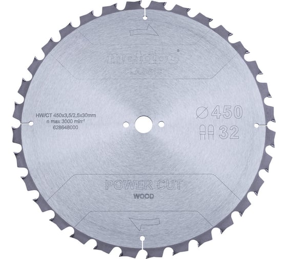 Диск пильный PowerCutClassic (450x30 мм; 32TZ) Metabo 628648000 1
