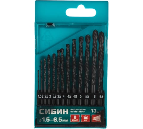 Набор сверл по металлу (13 шт; 1.5-6.5 мм; HSS) СИБИН 29610-H13