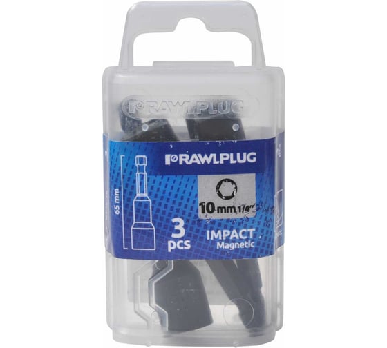 Головки ударные RT-IS 1/4" с шестигранным приводом 10x65 мм, 3 шт RAWLPLUG RT-IS-10