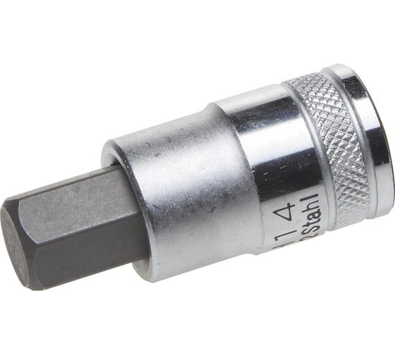Торцовая бита-головка "INDUSTRIE QUALITAT", сатинированная (HEX, 1/2", H14) Kraftool 27908-14_z01 1