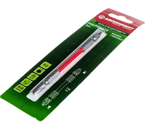 Бита двусторонняя (110 мм; PH2xPZ2; сталь S2) БОЕКОМПЛЕКТ BPH2PZ2-110DOUBLE