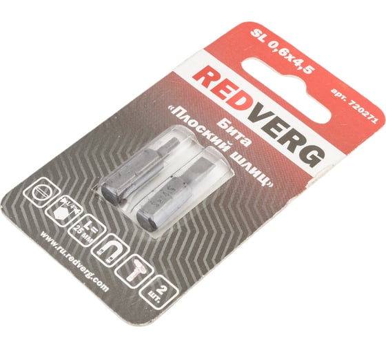 Бита SL0,6х4,5 мм, 25 мм, 2 шт. REDVERG 6623481