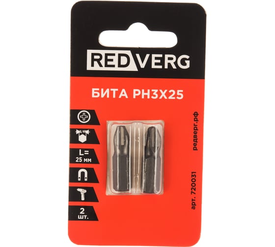Бита PH3, 25 мм, 2 шт. REDVERG 6623457 1