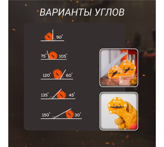 Усиленный отключаемый магнитный уголок для сварки и монтажа для 6 углов, усилие до 25 кг Forceberg 9-4015051