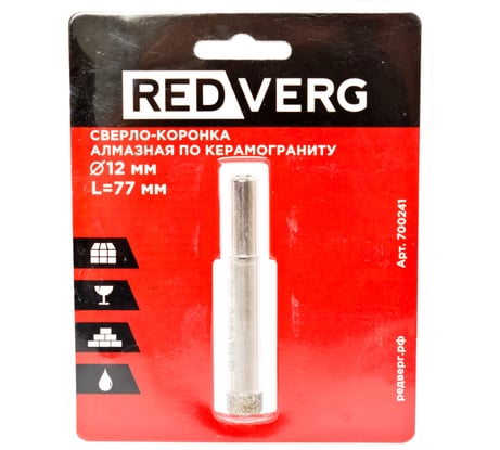 Сверло-коронка алмазная по керамограниту 12 мм REDVERG 6627192