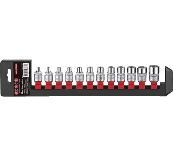 Набор головок Е-профиль 3/8" DR 12 предметов (Е4, 5, 6, 7, 8, 10, 11, 12, 14, 16, 18, 20 на планке) FORCE 3127