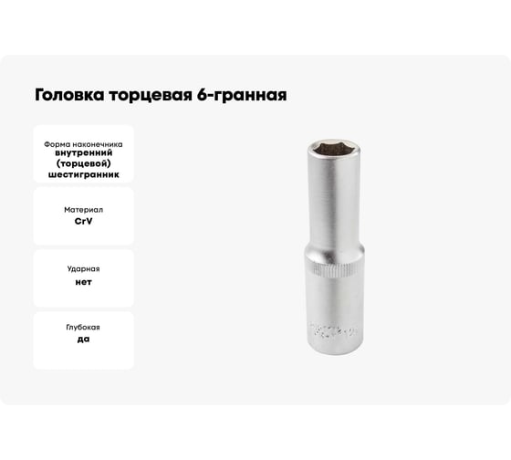Головка торцевая 6-гранная 12 мм, 1/2", глубокая L=75 мм ROCKFORCE RF-5457712(11561)