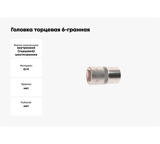 Головка торцевая 6-гранная 15 мм, 1/2", L=38 мм ROCKFORCE RF-54515(11669)