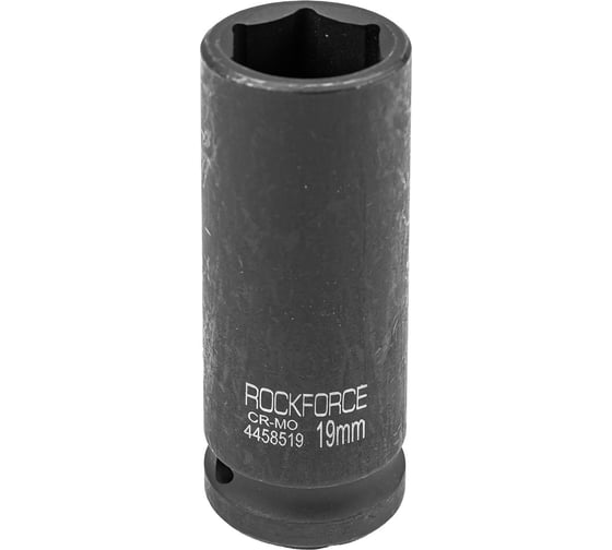 Головка торцевая 6-гранная ударная 19 мм, 1/2", удлиненная L=80 мм ROCKFORCE RF-4458519(424)