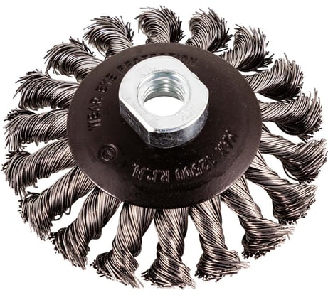 Кордщетка дисковая получаша (стальная витая проволока, 100 мм, в блистере) ROCKFORCE RF-BWD104(29081)