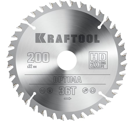 Диск пильный по дереву KRAFTOOL Optima 200x32 мм, 36Т 36951-200-32