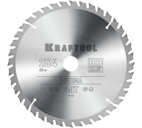 Диск пильный по дереву KRAFTOOL Optima 254x30 мм, 40Т 36951-254-30