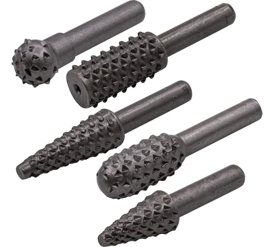 Набор рашпильных насадок стальных по дереву, 30x12, 27x12, 12x12, 25x12, 25x12, 5шт, (уп.) РемоКолор 31-3-008