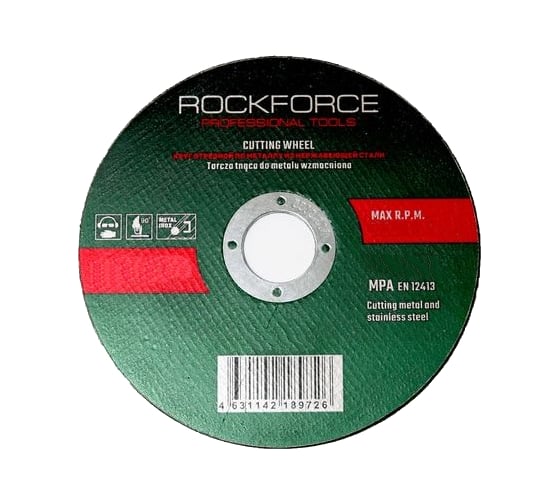 Диск отрезной по металлу (115x1.2x22.23 мм) ROCKFORCE RF-CW504(29627) 1