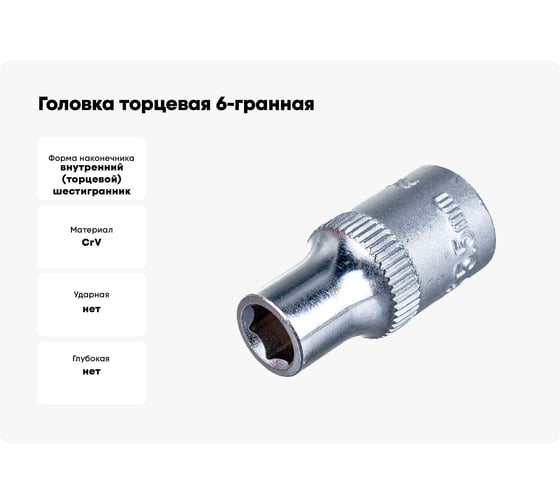 Головка торцевая 6-гранная (5.5 мм; L=25 мм; 1/4DR) ROCKFORCE RF-525055(11637)