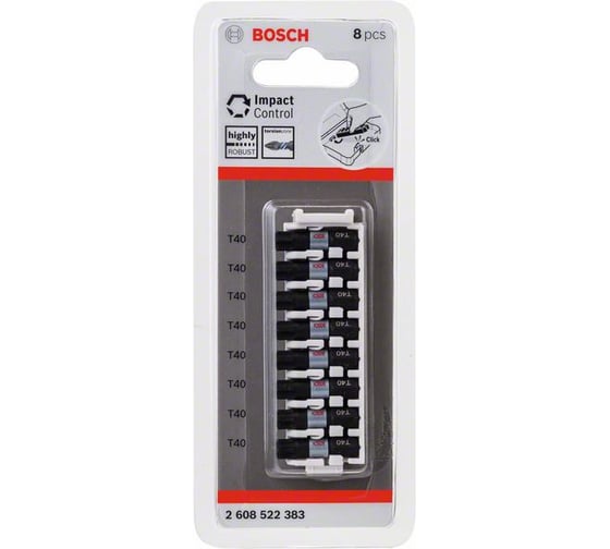 Биты ударные Impact Control (T40; 25 мм; 8 шт.) Bosch 2608522383