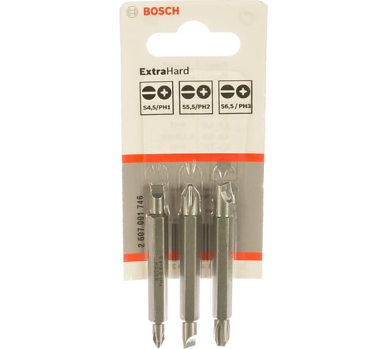 Набор бит (PH/SL; 60 мм; 3 шт.) Bosch 2607001746 1
