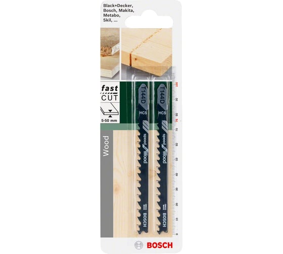 Пилка для лобзика T144D (100 мм; 2 шт.) Bosch 2609256718