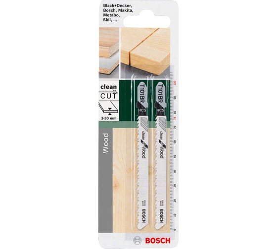 Пилка для лобзика T101BR (100 мм; 2 шт.) Bosch 2609256724
