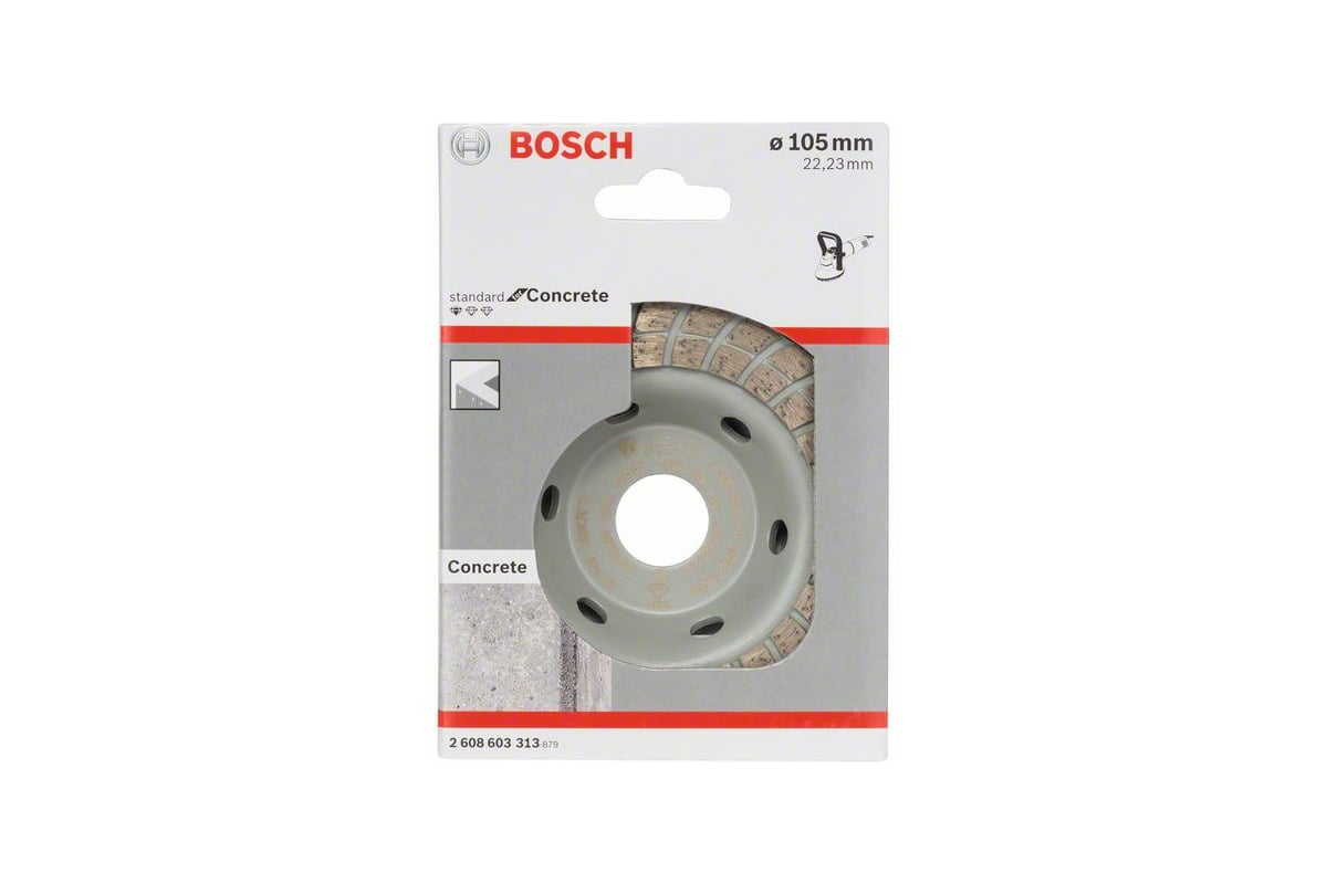 Алмазная чашка Standard Turbo по бетону (105х22.2 мм) Bosch 2608603313 -  выгодная цена, отзывы, характеристики, фото - купить в Москве и РФ