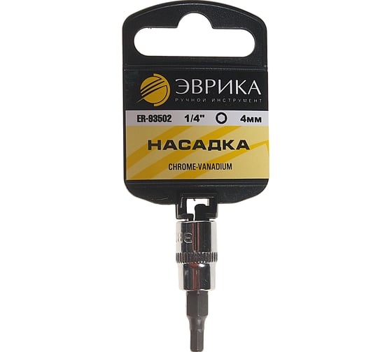Насадка 6-гранная (1/4"; 4 мм) с держателем ЭВРИКА ER-93502H 1