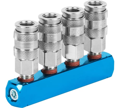 Разветвитель пневматический (1/4"F; 4 выхода рапид EURO) WIEDERKRAFT WDK-84MM