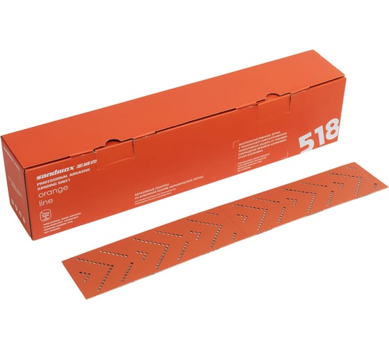 Полоски шлифовальные на пленочной основе 518 LC Orange Ceramic Multiholes 70x400 мм, P320, 5 шт SANDWOX 518.70.40.320.LC.5