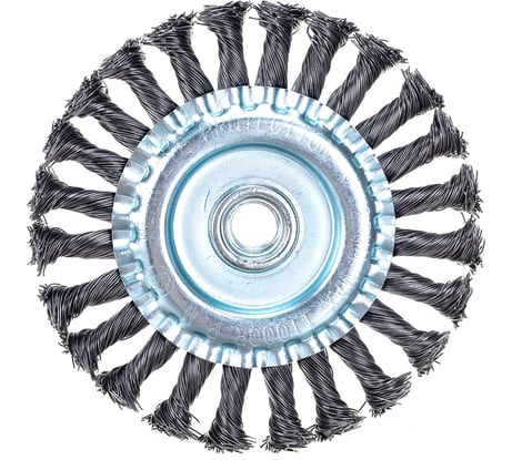 Корщетка-колесо гайка М14 стальная витая проволока 125 мм FIT 39123