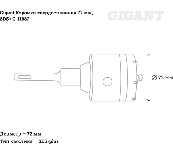 Коронка твердосплавная (72 мм; SDS-Plus) Gigant G-11087