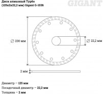 Диск алмазный Турбо (125x2x22.2 мм) Gigant G-1036